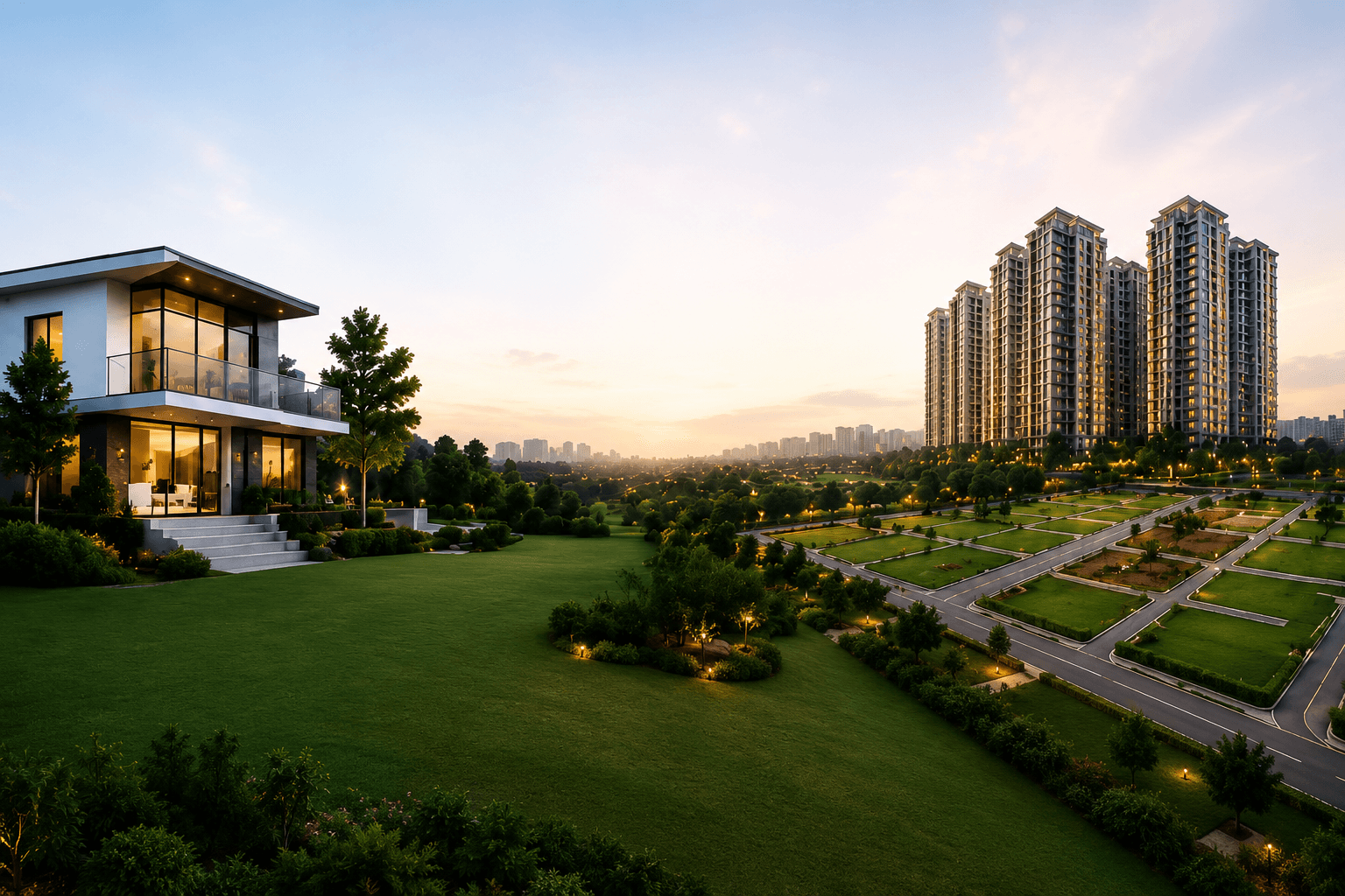 City skyline and premium properties