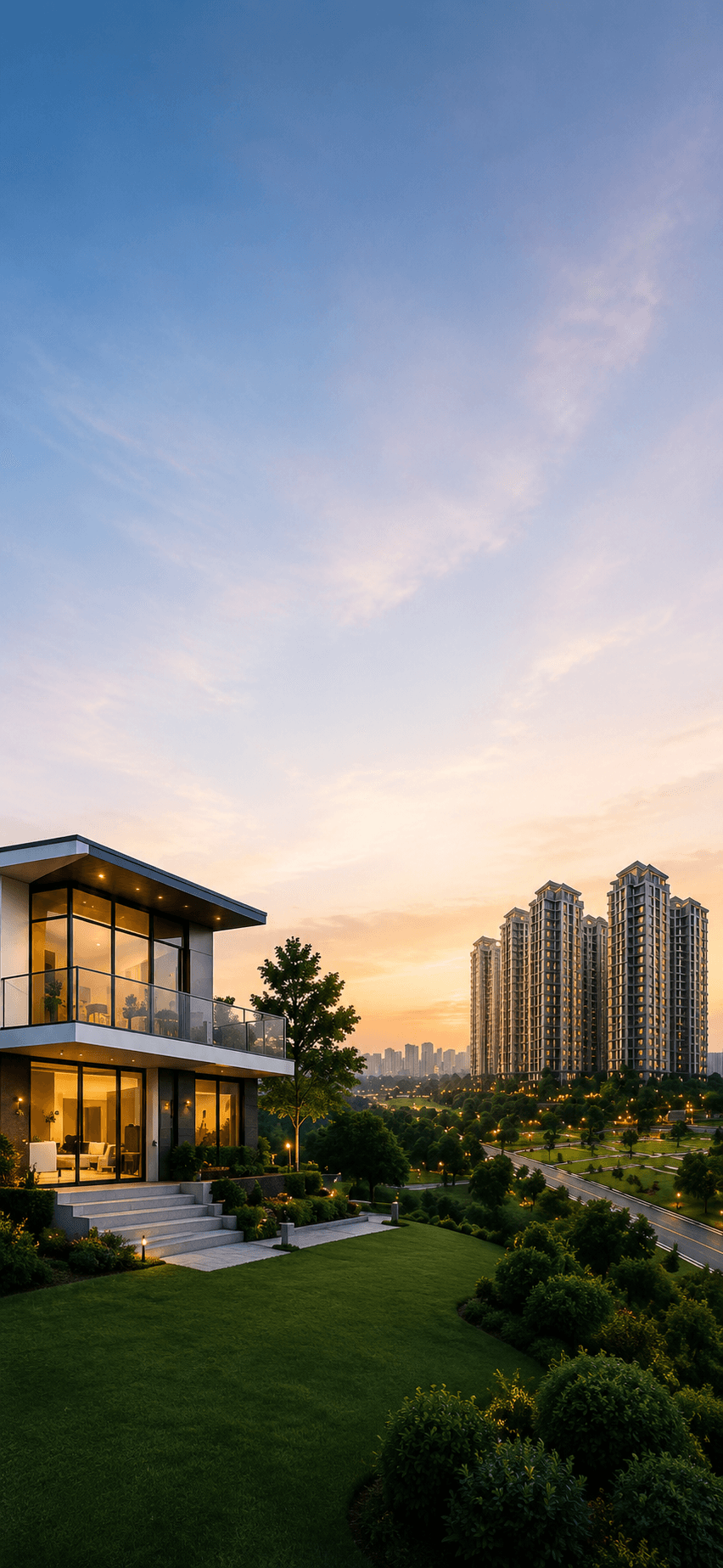 City skyline and premium properties